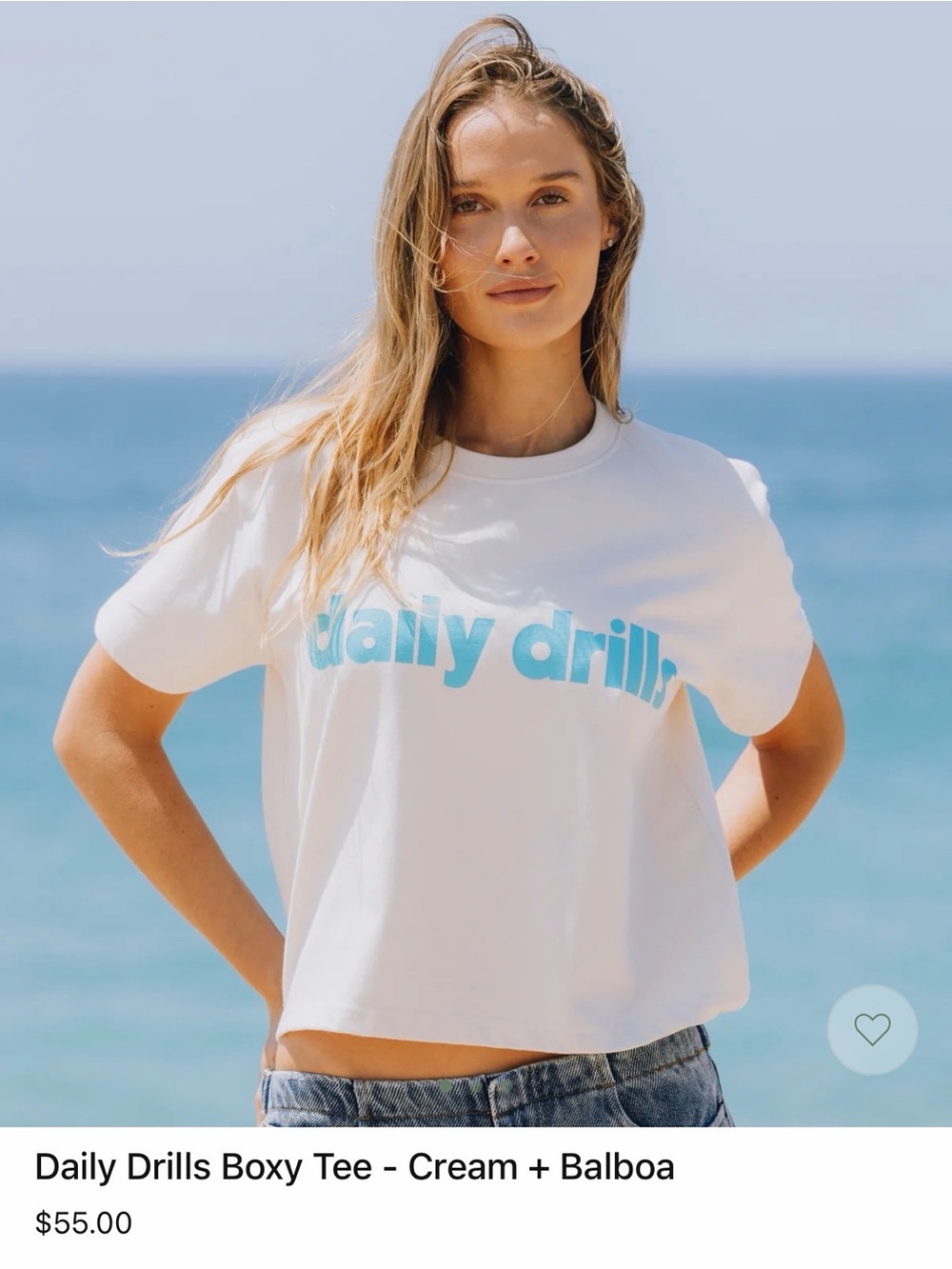 NWT Daily Drills Boxy Tee Cream Balboa Logo M/L